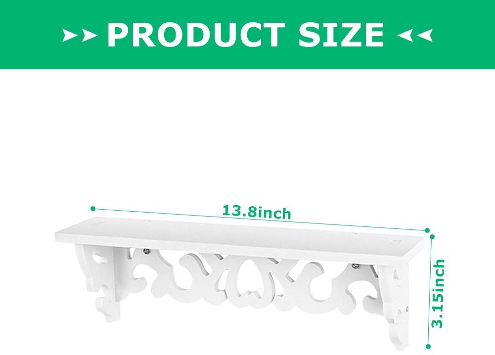 GOTOTOP White Floating Shelf - Modern Wooden Wall Mounted Shelf with Carved Cutout Design, Chic Filigree Storage Rack for Home Decor - Perfect for Living Room, Bedroom, Study, Kids Room & Office Organization