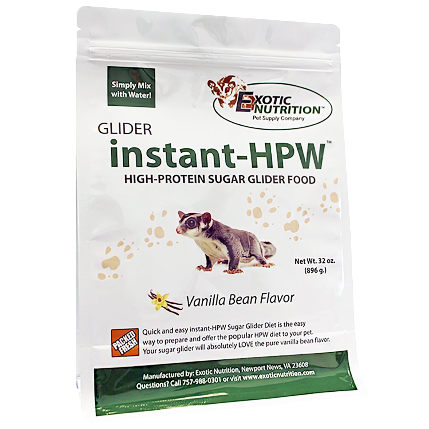 Original HPW Instant Sugar Glider Food - Complete Nutrition Diet for Pet Sugar Gliders - Perfect for Daily Feeding & Treats at Home or Travel