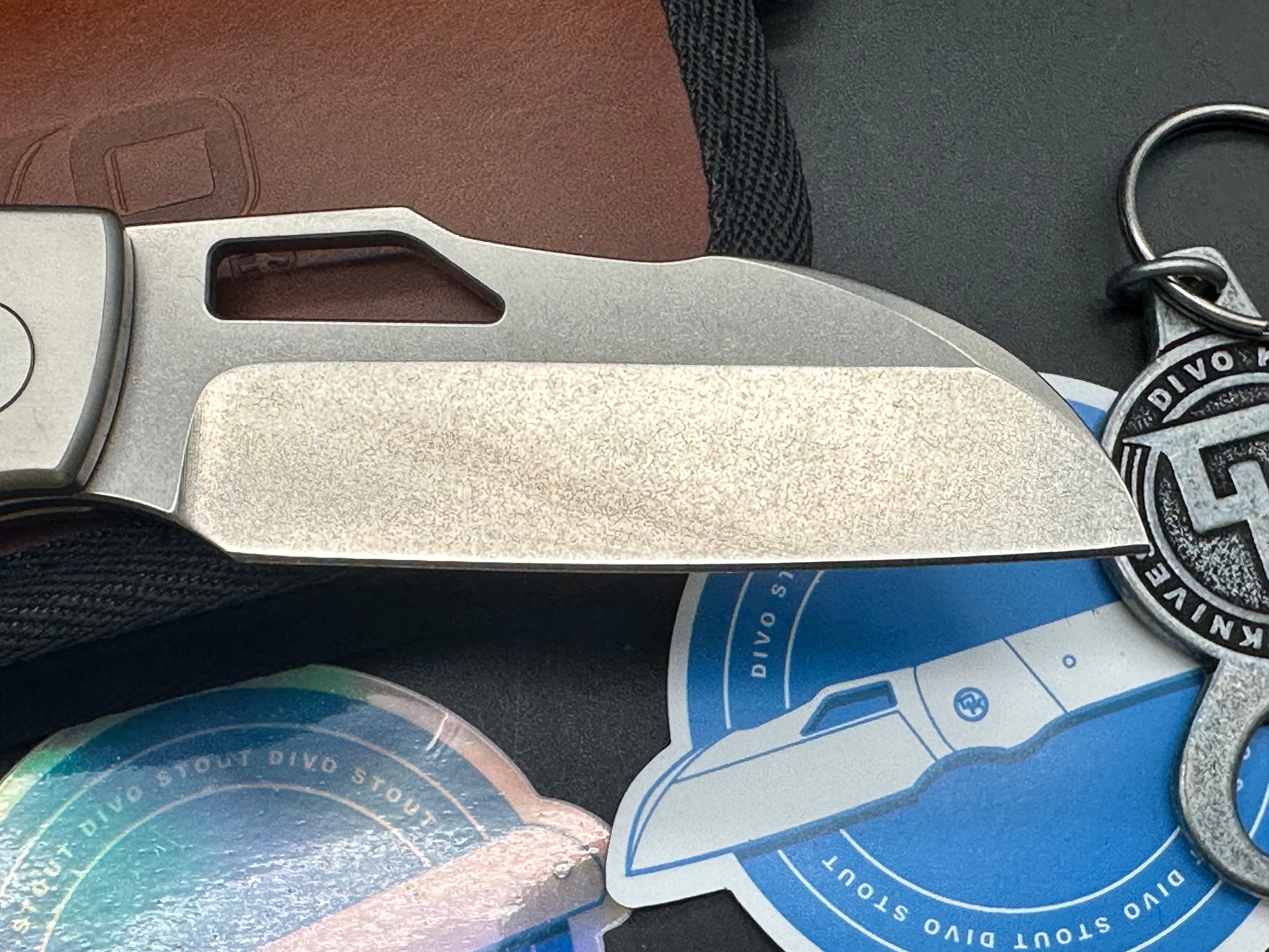 Premium Divo Knives Stout Folding Knife - Copper & Carbon Fiber Scales, Titanium Frame, 20CV Steel Blade, Timascus Back Spacer - EDC, Outdoor, Camping, Survival Gear