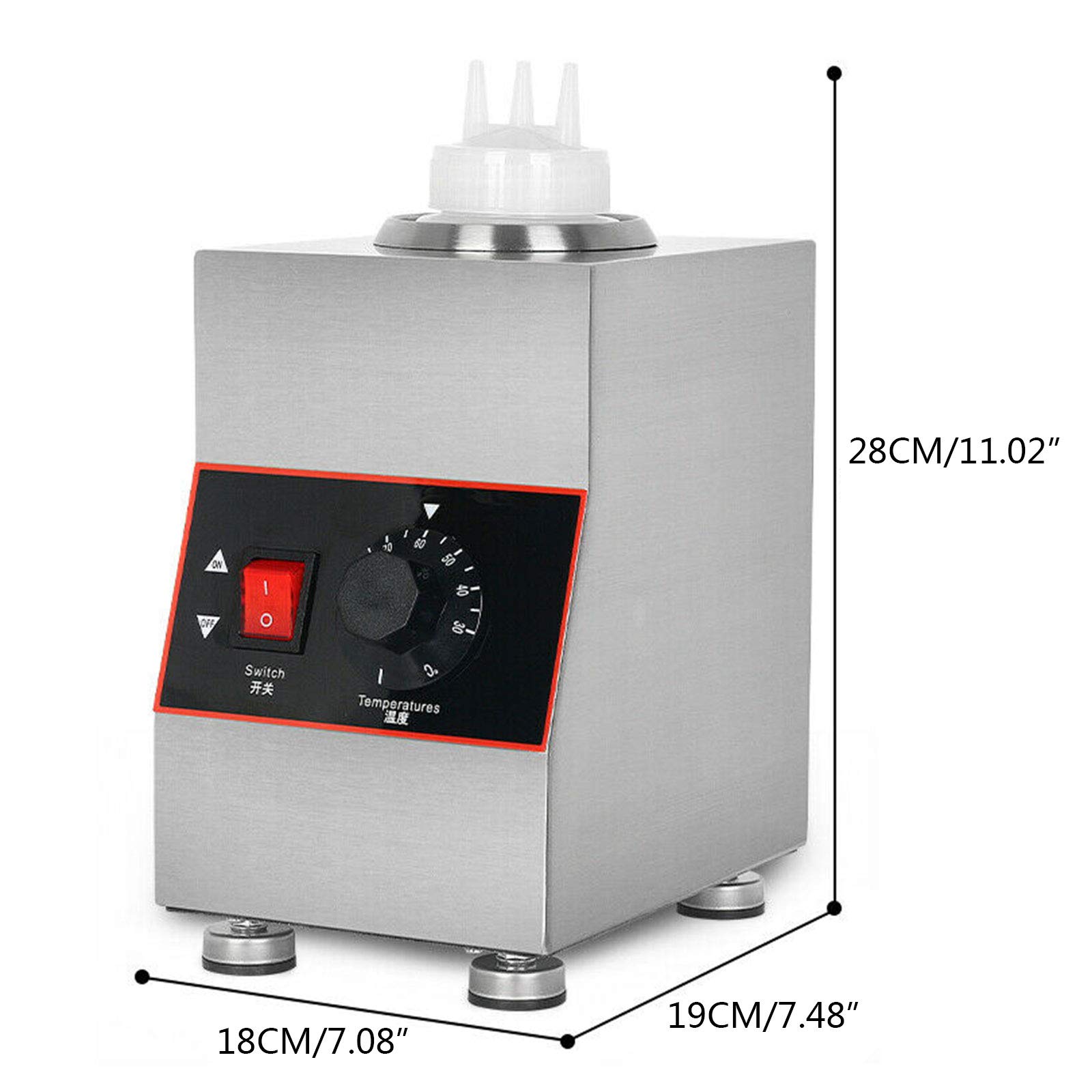 Commercial Electric Sauce Warmer Machine - 650ml Countertop Dispenser for Hot Fudge, Cheese, Caramel & Jam (86°F~185°F) | Perfect for Restaurants, Cafes & Dessert Shops