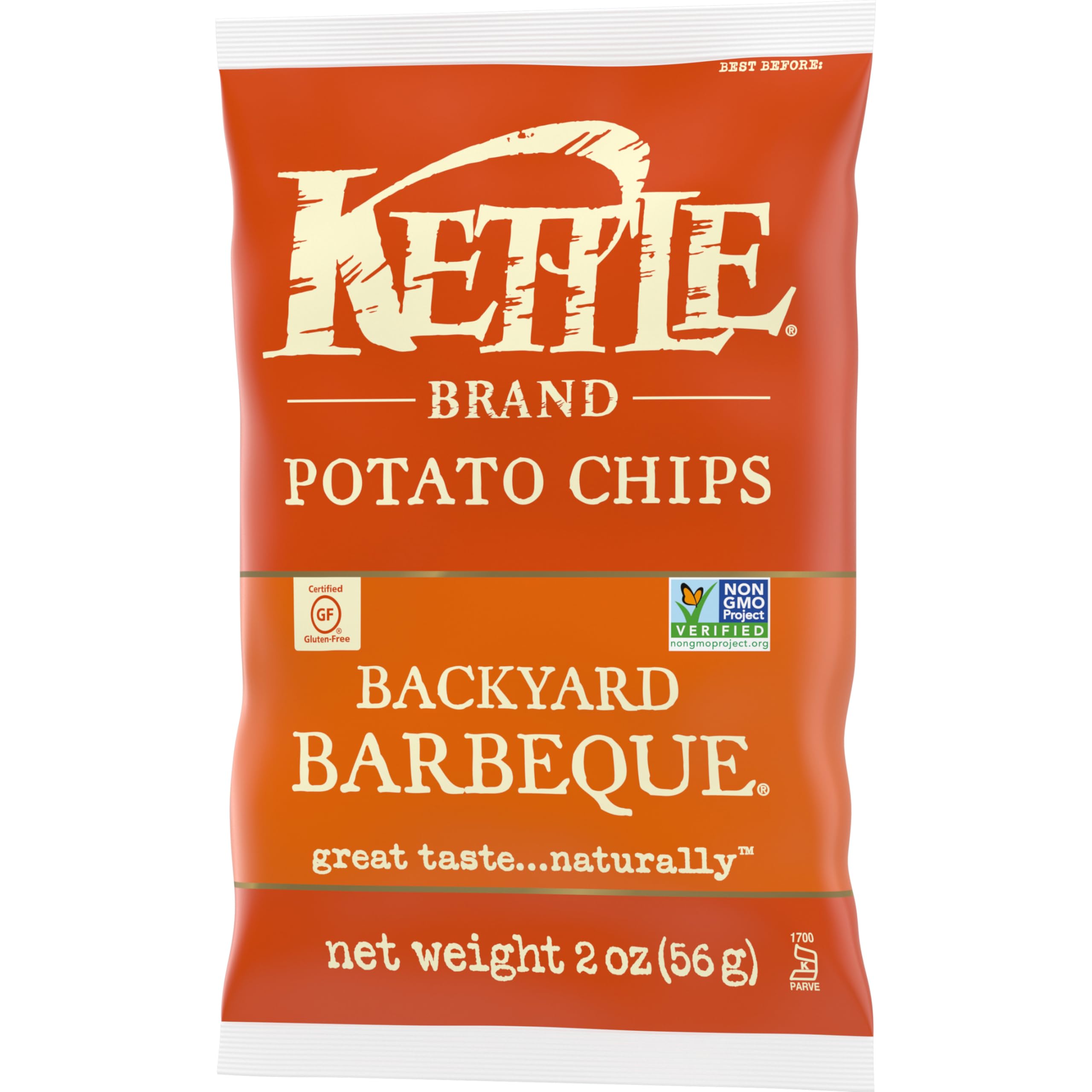 Kettle Brand Backyard Barbeque Potato Chips - 2 Oz Snack Bags (Pack of 6) | Crunchy Kettle Cooked Chips for Parties, Picnics & Game Day Snacking