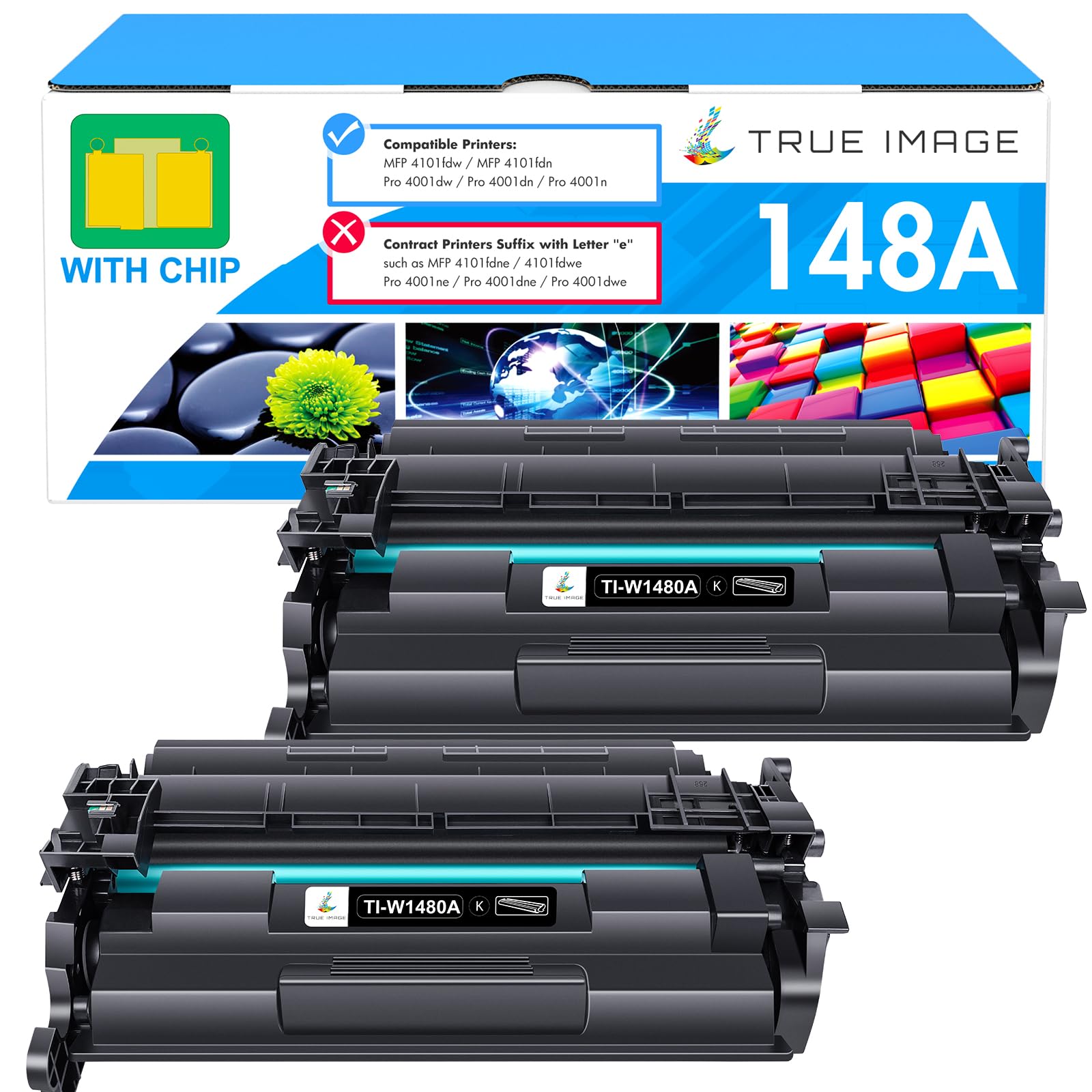 HP 148A 148X Compatible Toner Cartridge Black (2 Pack) - Replacement for HP LaserJet Pro 4001dw 4001dn 4001n MFP 4101fdw 4101fdn Printers - High Yield Printing for Office & Home Use