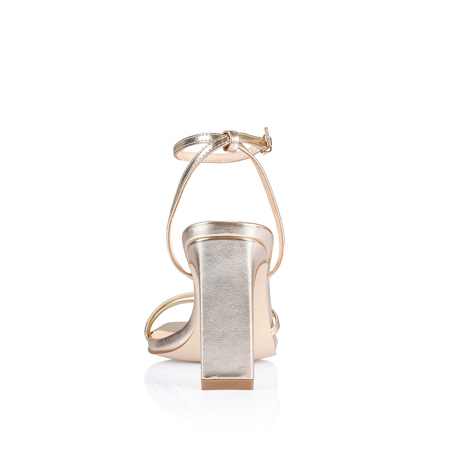 Kimmy Slim Strappy Heels - Elegant Champagne Smooth High Heels for Women | Perfect for Weddings, Parties & Evening Events