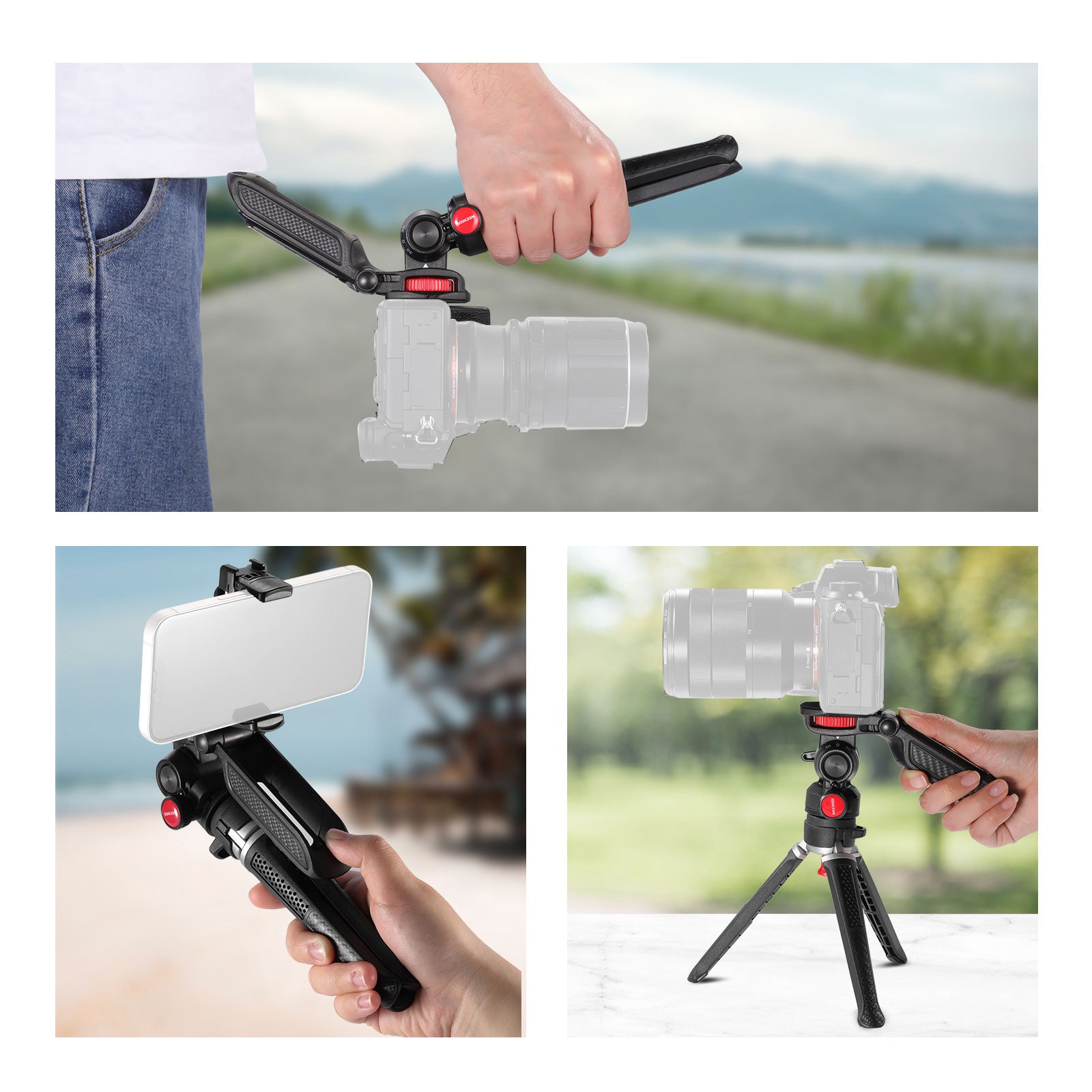 NEEWER TS003 Mini Tripod Stand for DSLR Camera, Smartphone, iPhone, GoPro - Compact & Lightweight Travel Tripod for Vlogging, Photography, Video Shooting (Indoor & Outdoor Use)