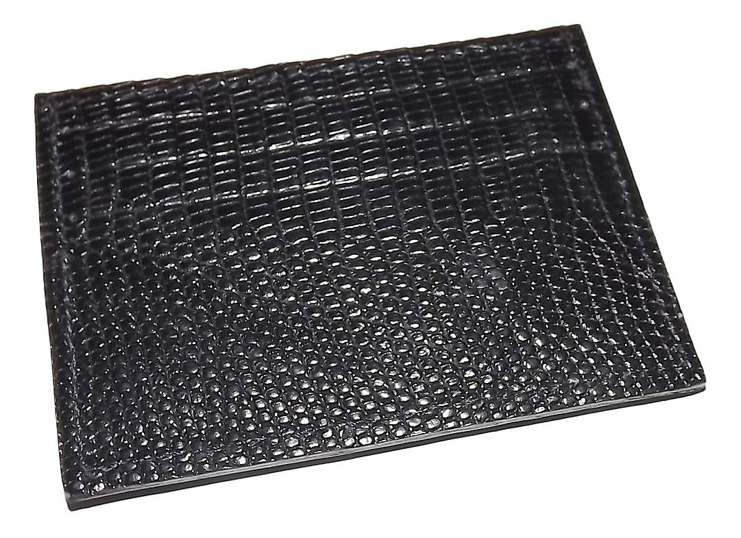 Baglioni Italia Genuine Lizard Leather Men's Slim Front Pocket Wallet - RFID Blocking Card Holder for Business & Travel (Black)