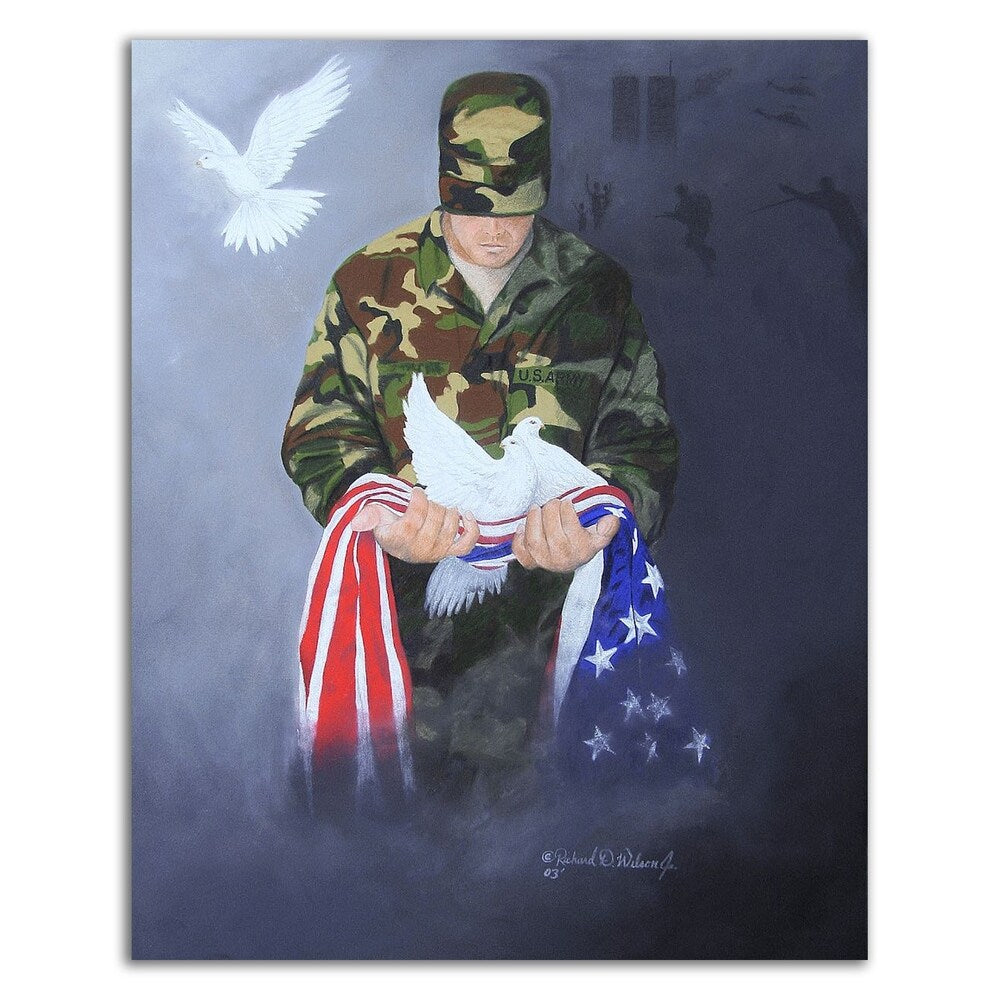 Richard Wilson 'A Prayer for Peace' Canvas Wall Art Print - Ready to Hang Inspirational Home Decor for Living Room, Bedroom & Office