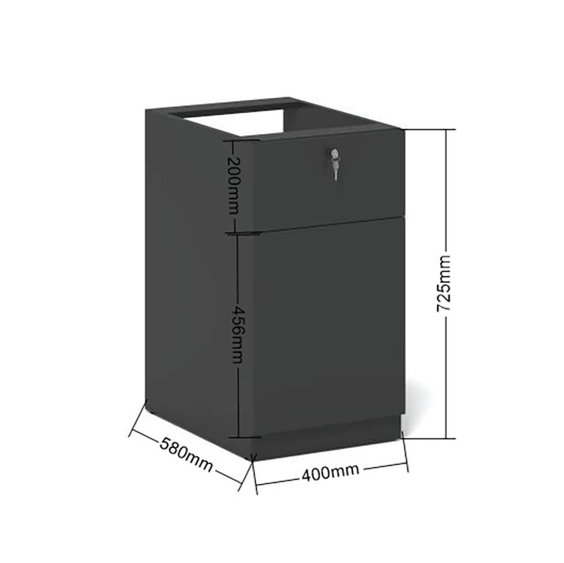 KENTO Black 2-Drawer Filing Cabinet Pedestal - Office Storage Solution for Files, Documents & Supplies