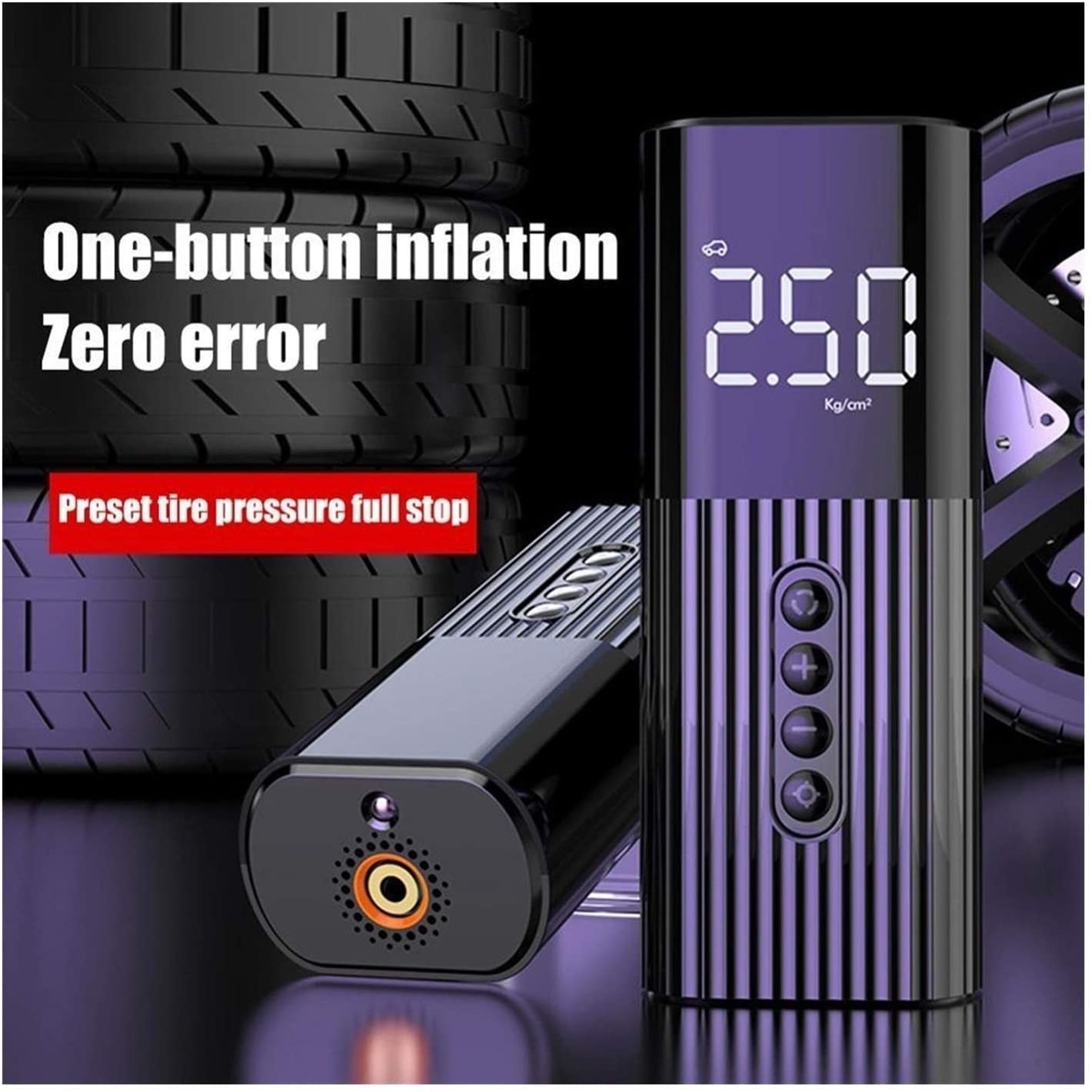 12V Portable Air Compressor Tire Inflator - Digital Gauge, LED Light & Valve Adaptors - Fast Car, Bike, Motorcycle Tire Pump - Perfect for Automobiles, Bicycles, Basketballs & Inflatables (Home, Garage, Roadside Emergency Use)