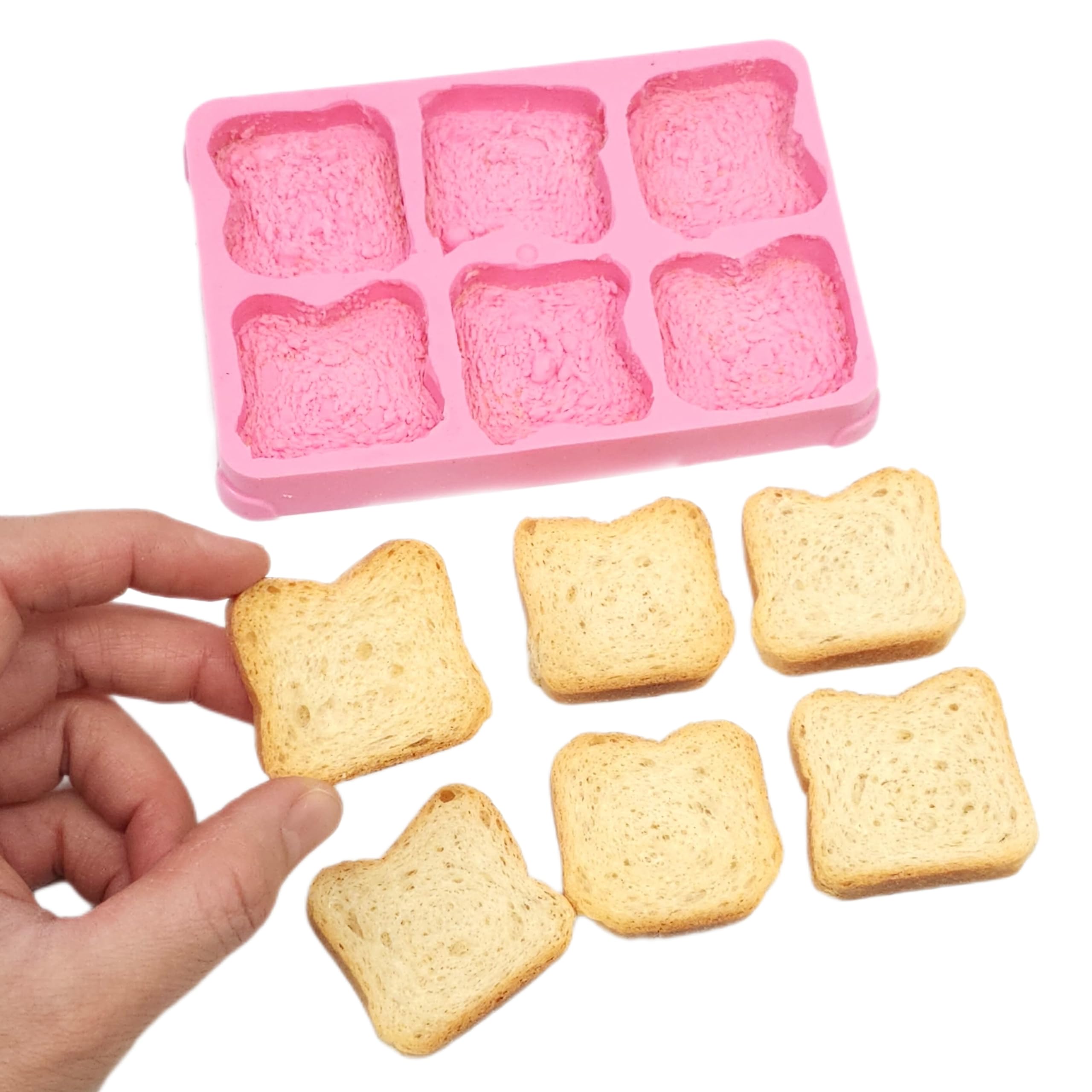 6 Cavity Bread Toast Miniature Cookie Pastry Mold for Wax Melts, Soap & Candle Making - Perfect for DIY Crafts, Home Decor & Gift Making (NS003)