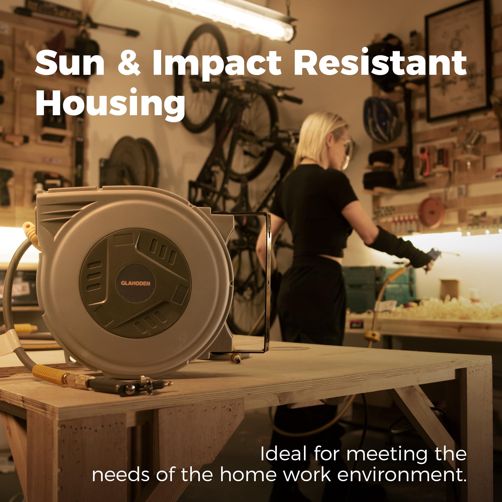 Enclosed Retractable Air Hose Reel - 3/8