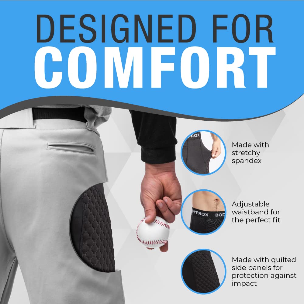 Bodyprox Men's Baseball Sliding Shorts with Compression & Padded Protection - Breathable Performance Slider Shorts for Baseball, Softball, and Training - Perfect for Base Running, Sliding, and Sports Activities