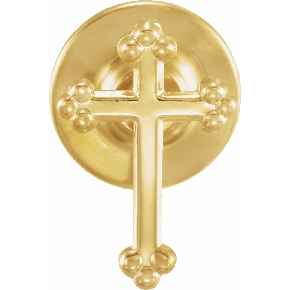 14K Yellow Gold Cross Lapel Pin - Elegant Fine Jewelry for Women, Perfect Gift for Her - Ideal for Church, Weddings, and Special Occasions