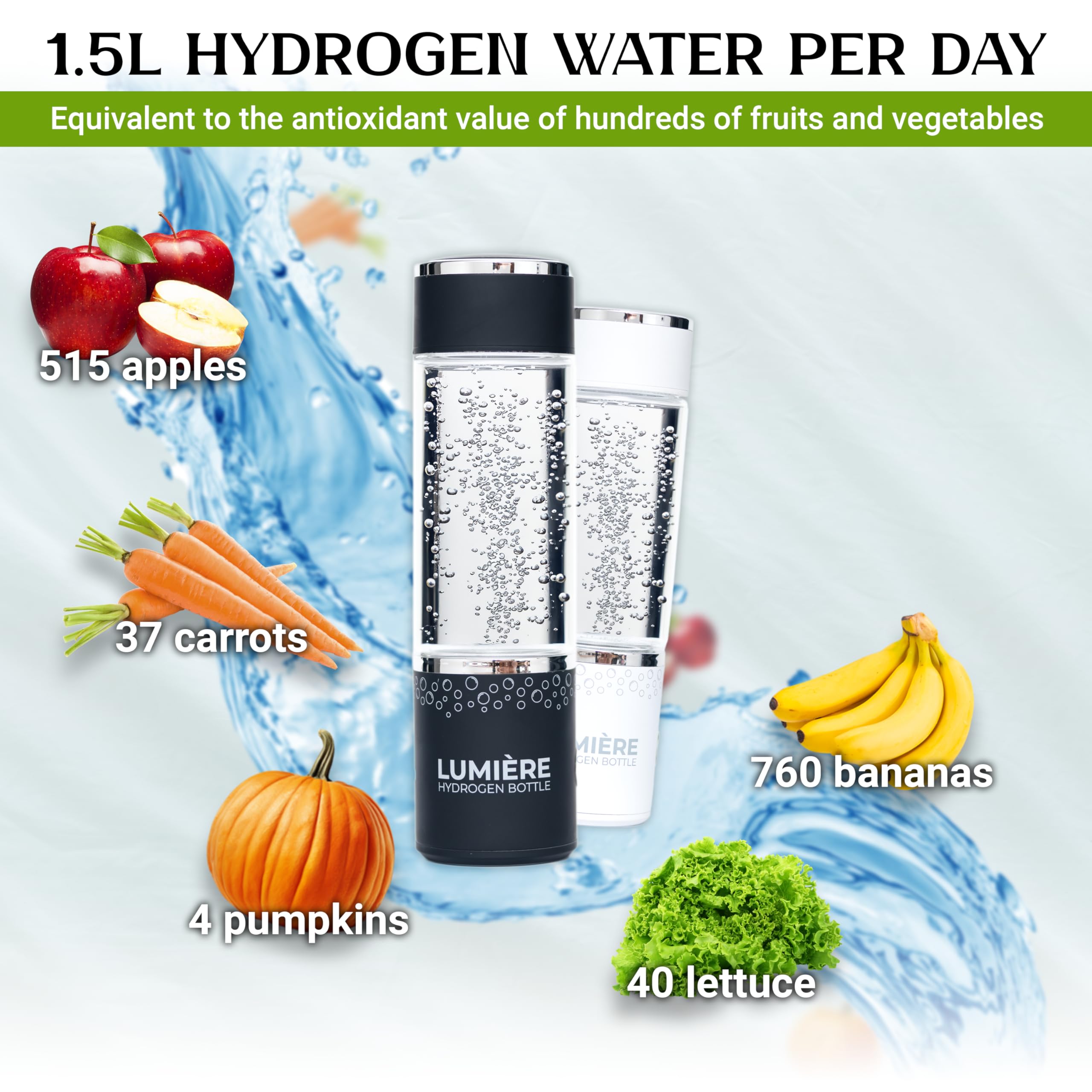 Hydrogen Water Bottle Generator - Portable Hydrogen Water Machine with 3000PPB Concentration - Alkaline Water Ionizer for Health & Hydration - Perfect for Gym, Travel, and Daily Wellness Routine