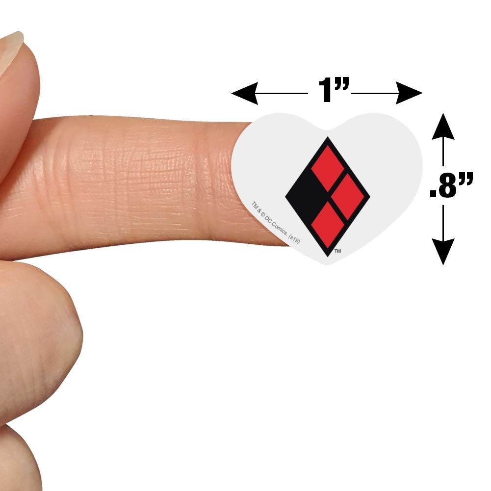 Harley Quinn Diamond Logo Heart Shaped Planner Stickers - DIY Scrapbook, Journal, Calendar Decoration - Perfect for Bullet Journals, Gift Wrapping & Craft Projects