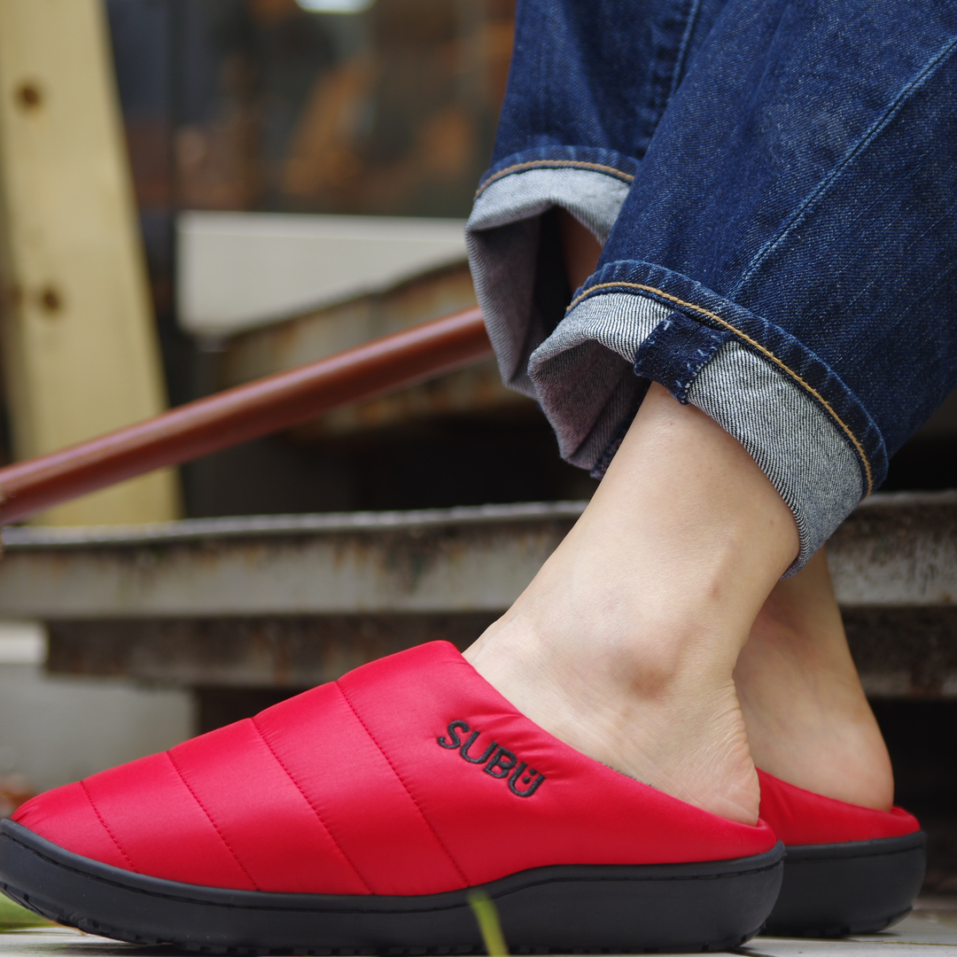 SUBUTokyo Cozy Winter Slippers for Women - Soft Plush Indoor/Outdoor House Shoes - Warm Red Fuzzy Slippers for Cold Weather, Home, Office & Travel