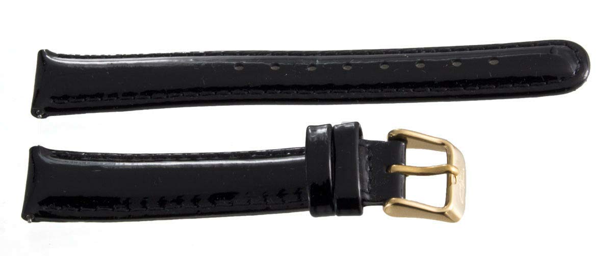 Original Invicta 16mm Women's Black Patent Genuine Leather Watch Band Strap with Gold-Tone Buckle - Replacement Strap for Dress Watches, Business Attire & Formal Occasions