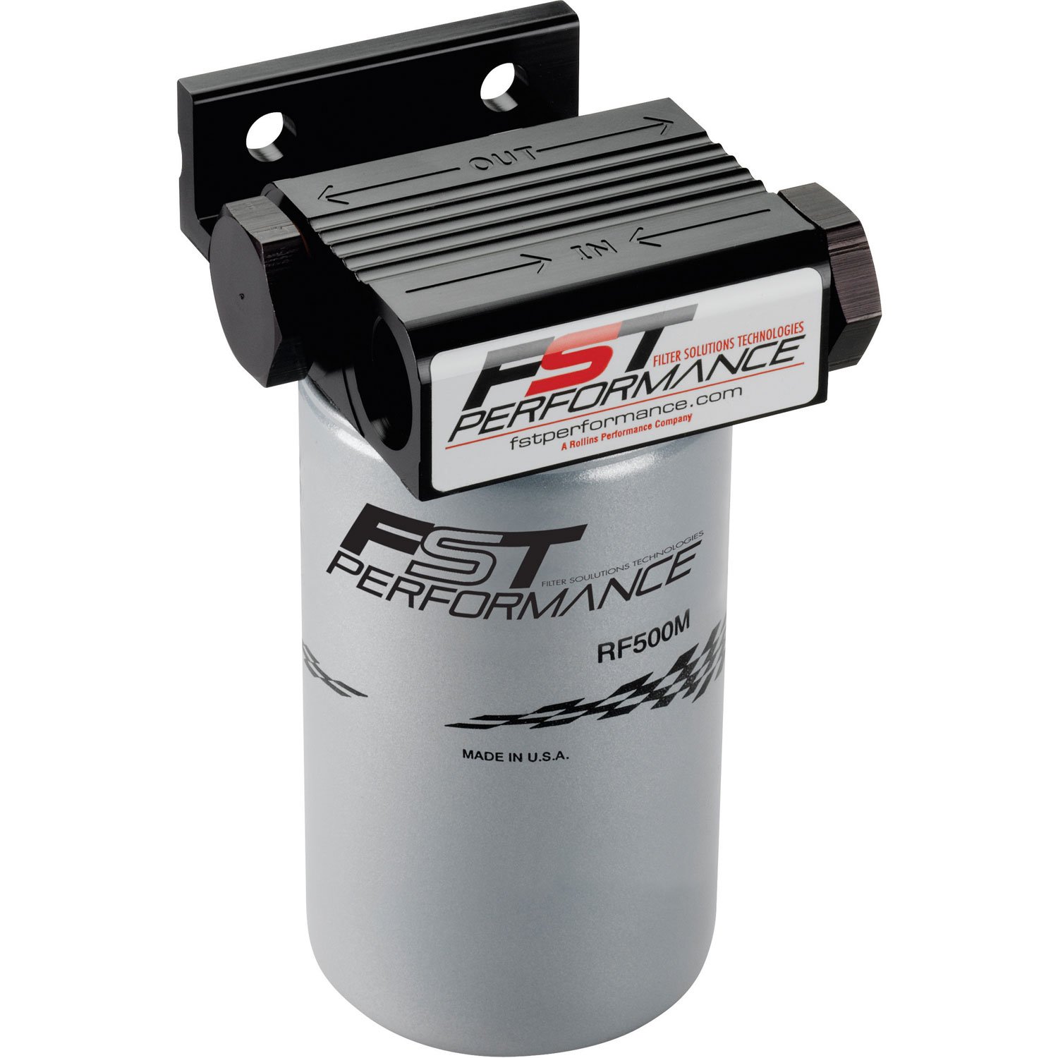 RPM500 FloMax 500 Black Anodized -12 AN Port Fuel Filter Water Separator System for Diesel & Gas Engines - Heavy Duty Truck, Boat & RV Use