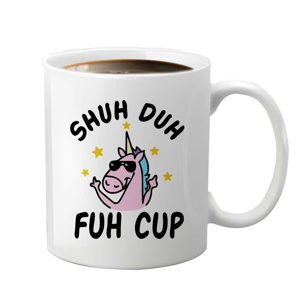 Funny Unicorn Coffee Mug - Cute JioJio CHAN Shuh Duh Fuh Ceramic Cup for Lovers, Friends & Family - Perfect Birthday, Christmas, Holiday Gift Idea - Great for Office, Home & Coffee Shop Use