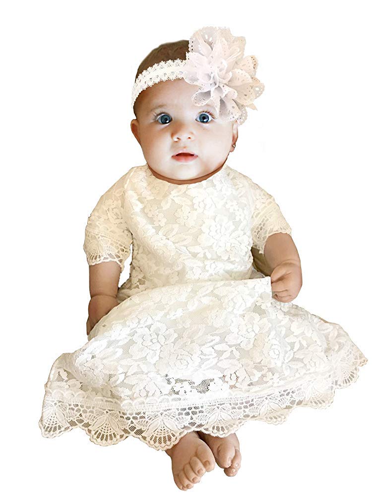 Cutiego Baby Girl Baptism Dress - Lace Flower Girl Christening Gown for Infants & Toddlers - Perfect for Church Ceremonies, First Communion & Special Occasions