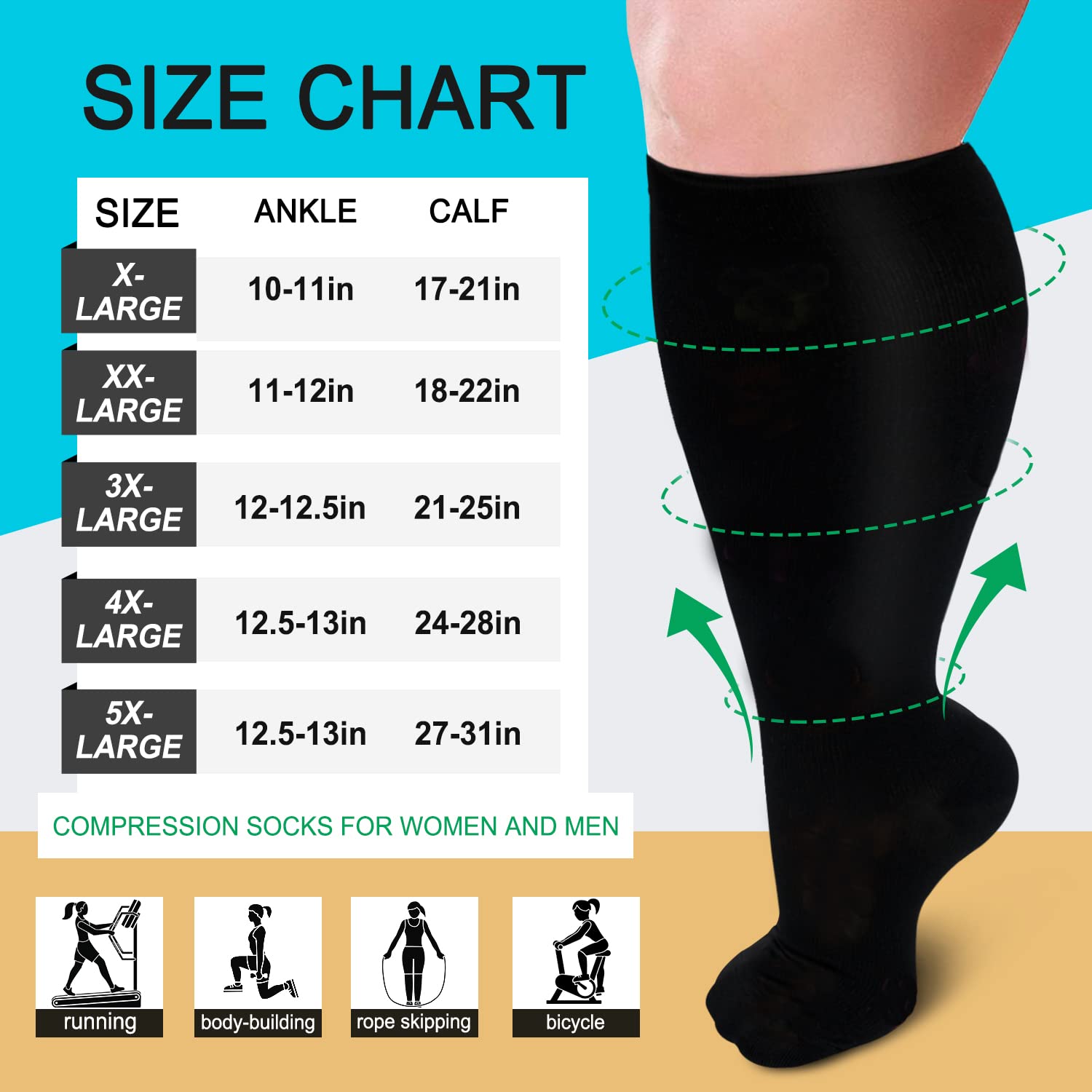 **Best Plus Size Compression Socks for Women & Men – Wide Calf 15-20 mmHg – Extra Large for Circulation, Support & Recovery – Ideal for Travel, Work & Post-Workout Relief**