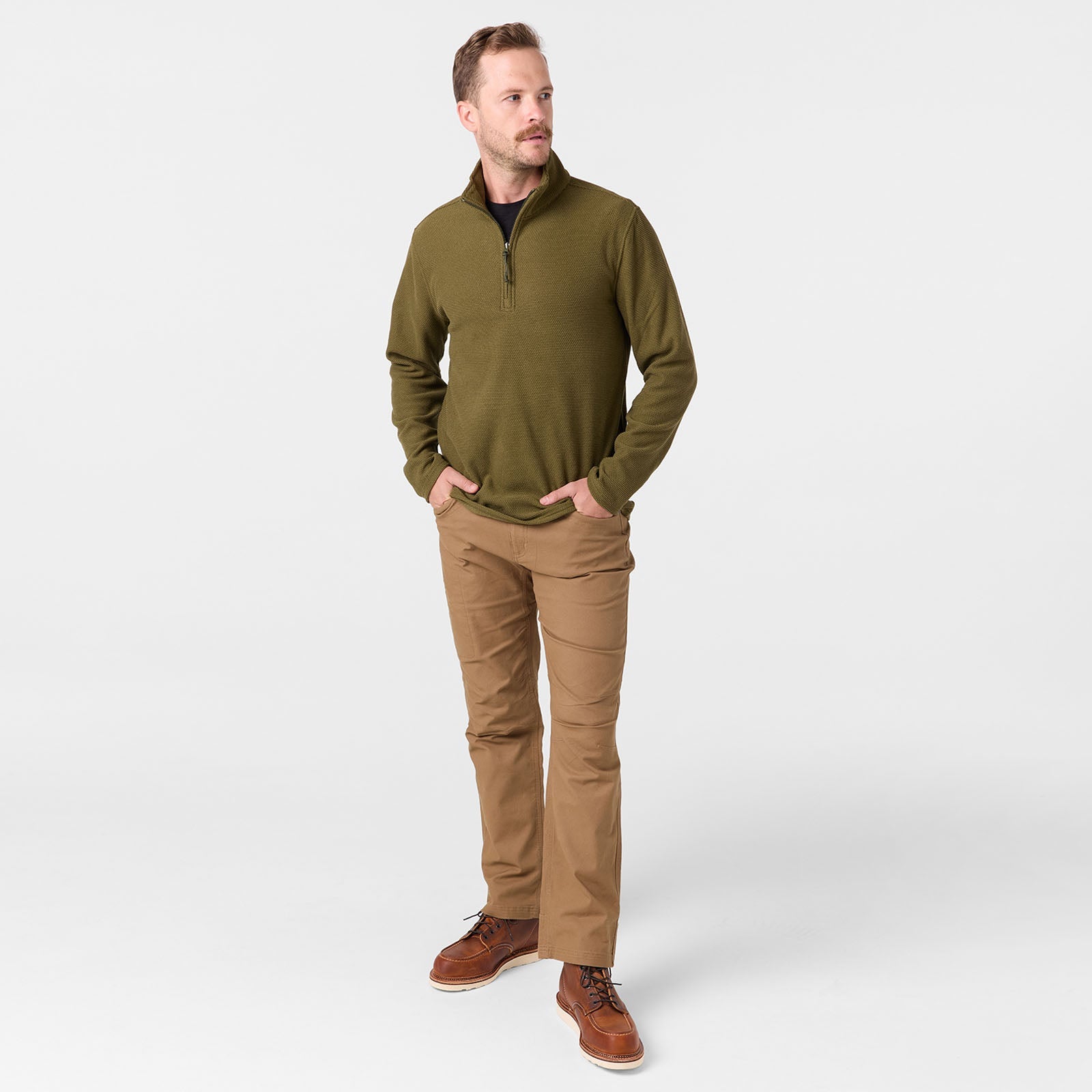 Men's Apex Quarter Zip Fleece Pullover - Soft & Warm Outdoor Jacket for Hiking, Camping & Casual Wear - Forest Moss Green