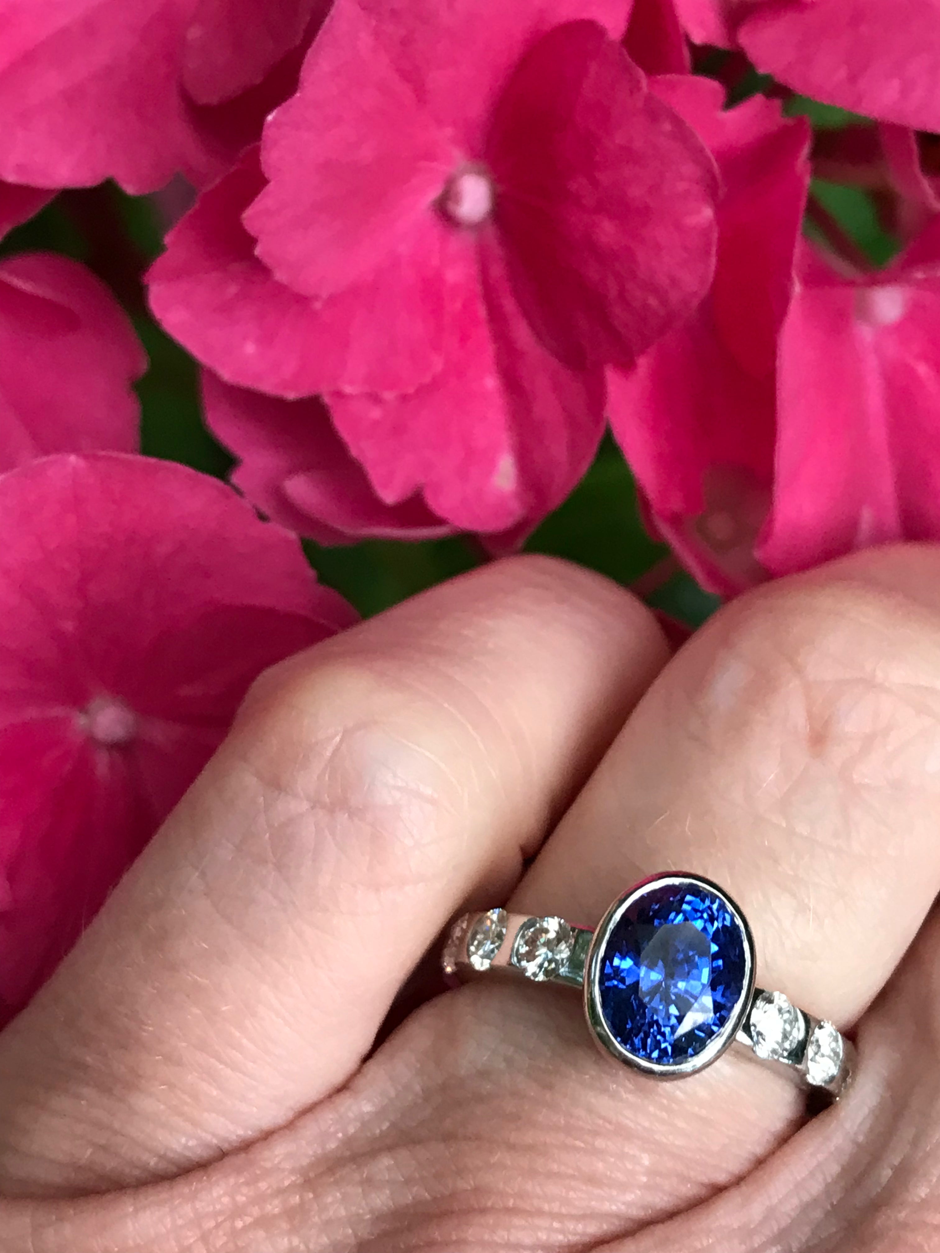 Exquisite Platinum Oval Tanzanite & Diamond Ring for Women – Elegant Engagement, Wedding, Anniversary Gift – Perfect for Special Occasions & Evening Events