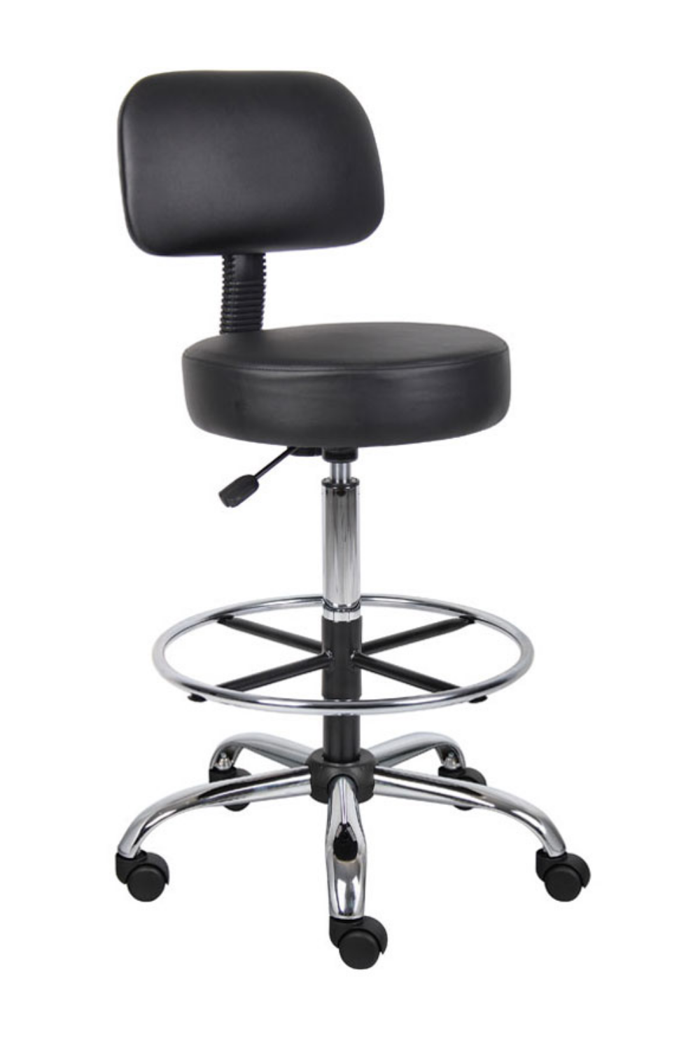 Boss Medical Spa Professional Vinyl Adjustable Drafting Stool with Back Support & Removable Footrest B16245 - Perfect for Salon, Tattoo Studio & Medical Office Use