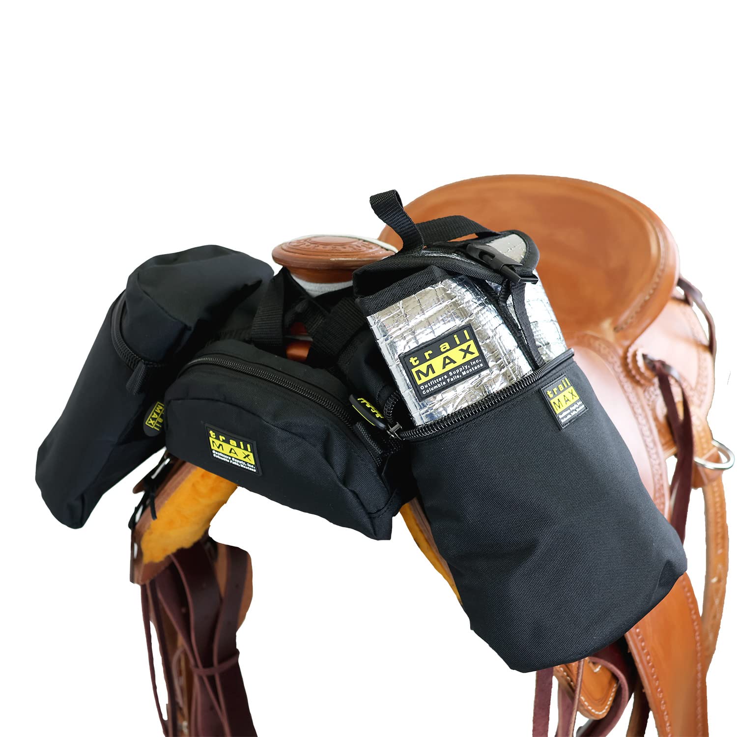 TrailMax Medium Saddle Horn Bag & Pommel Pocket Combo - Durable Trail Riding Saddle Bags Set for Horses (1 Horn Bag + 1 Pommel Pocket) - Perfect for Western Riding, Camping & Outdoor Adventures