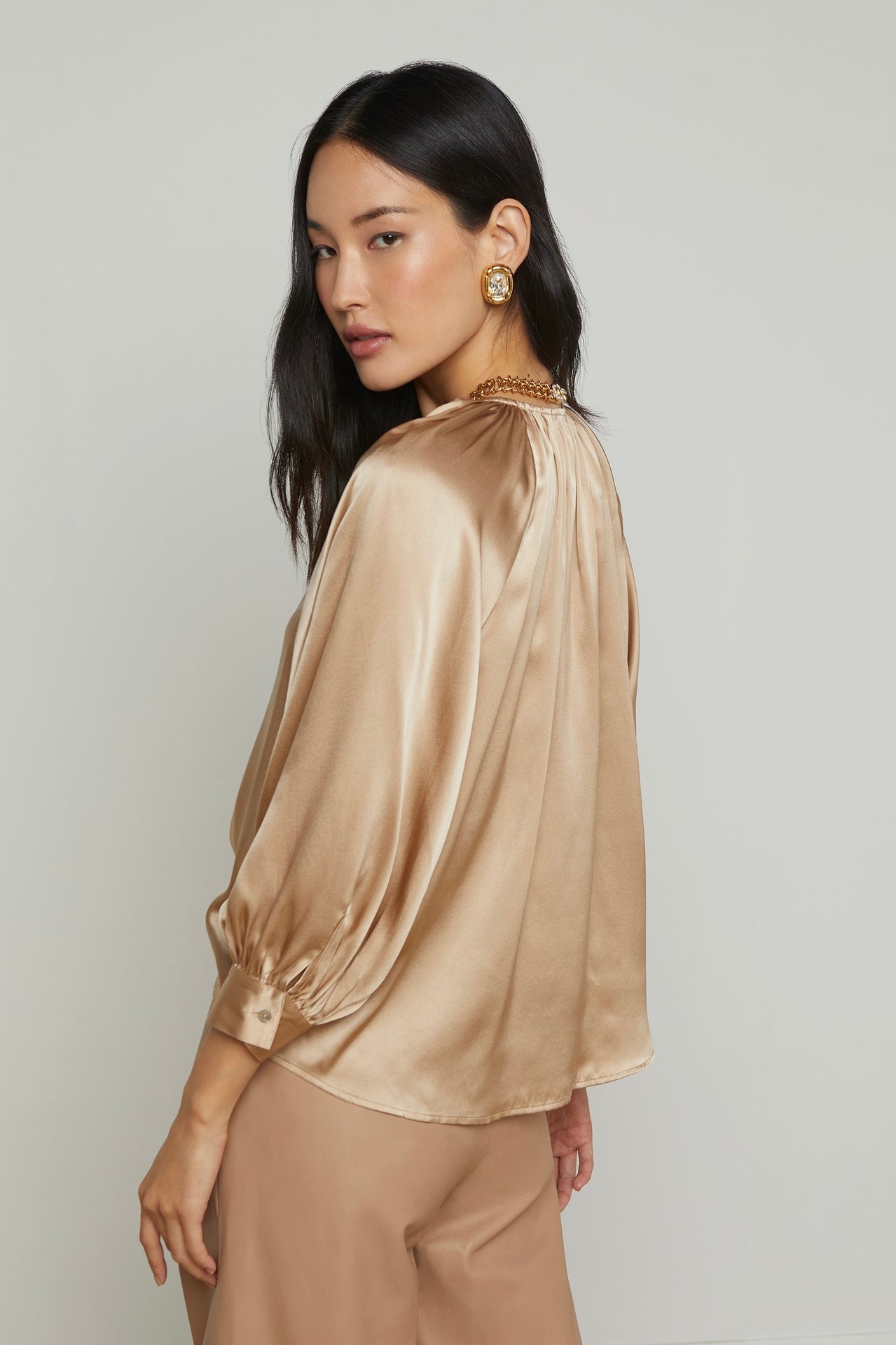 L'Agence Kaily Women's Silk Blouse - Elegant Long Sleeve Button Down Shirt for Work & Evening Outfits | Perfect for Office, Date Night & Special Occasions