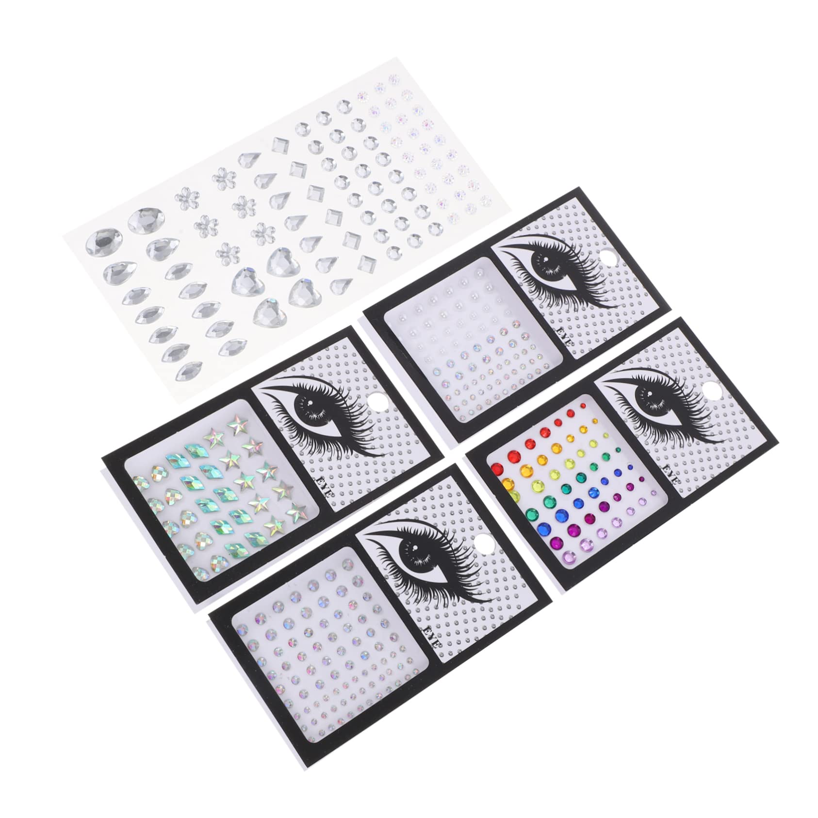 FRCOLOR 5 Sheets Rhinestone Stickers for Face & Nails - Self-Adhesive Gems for Kids Costume Jewelry, Nail Art, Eye Makeup & Party Decorations | Perfect for Halloween, Cosplay, Birthday Parties & DIY Crafts