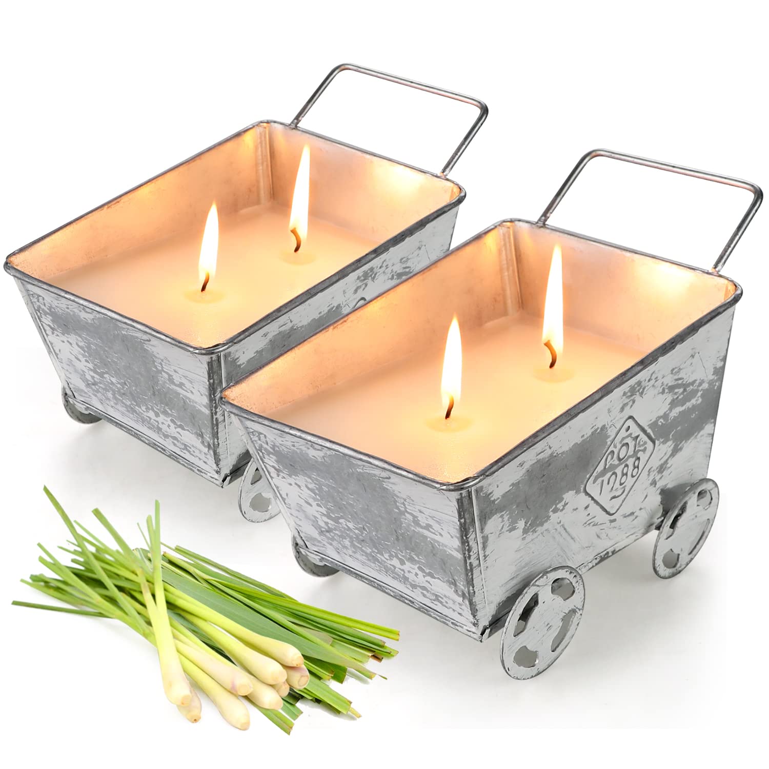 Natural Citronella Candles Outdoor 2 Pack - 18oz Large Soy Wax Candles with Citronella Oil for Mosquito Repellent, Long Lasting Scented Candles for Patio, Garden, BBQ & Camping - Perfect for Summer Nights, Outdoor Parties and Backyard Decor