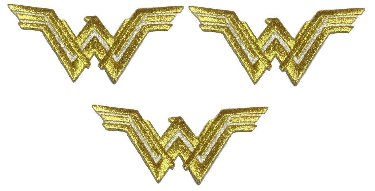 Wonder Woman Logo Iron-On Patches Set of 3 - DC Comics Superhero Costume Accessories for Cosplay, Jackets, Backpacks & DIY Crafts