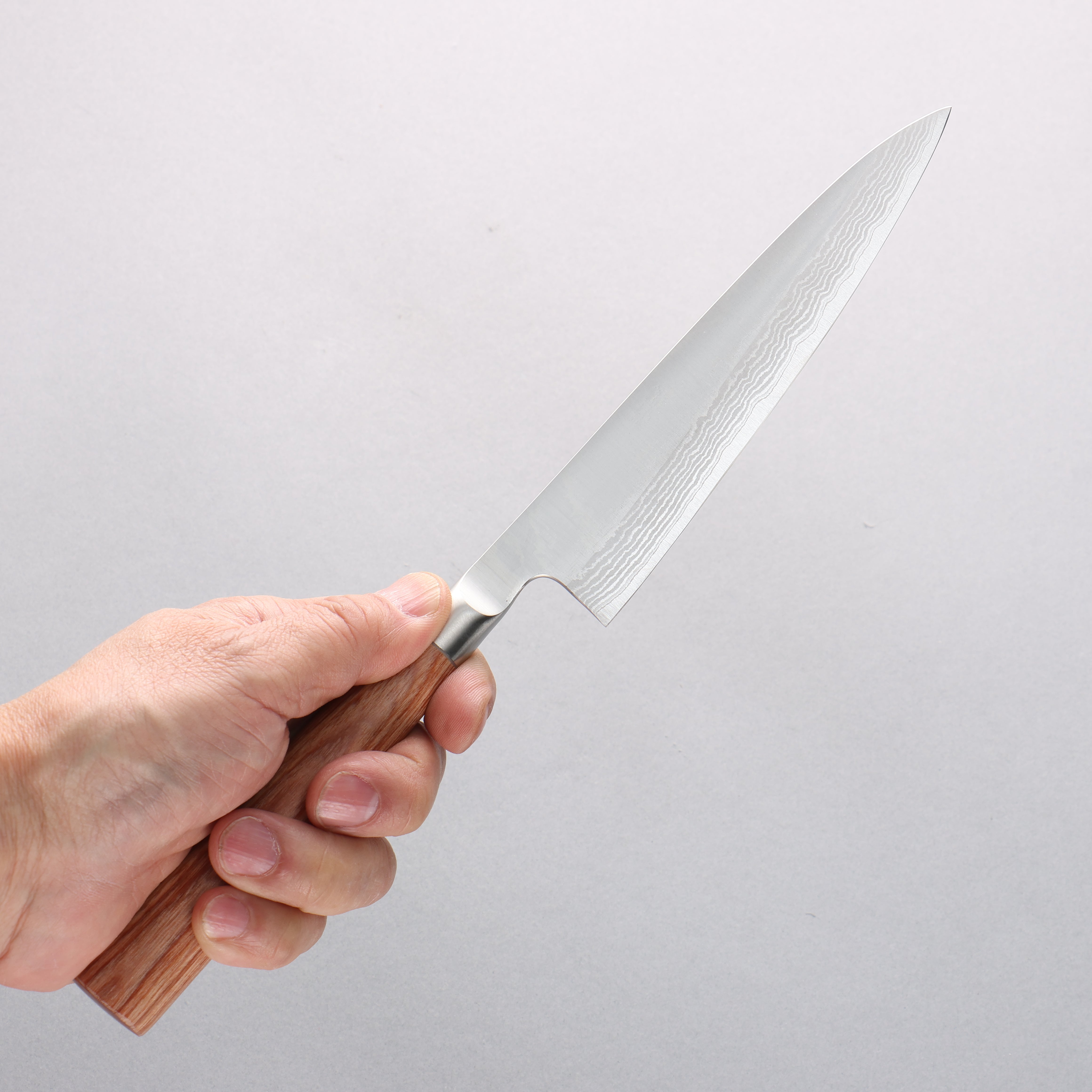 Kamo Hamono VG10 Damascus Steel Petty Utility Knife 150mm - Brown Pakkawood Handle - Perfect for Slicing, Chopping & Food Prep in Home Kitchens