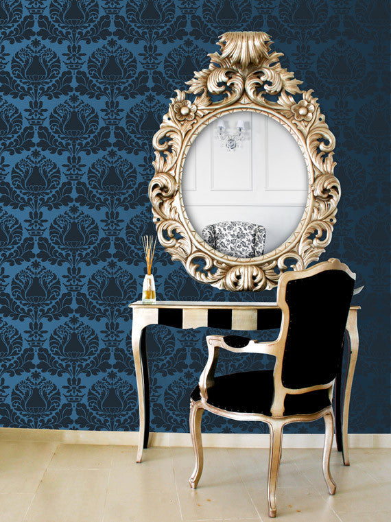 Corsini Damask Stencil for Wall Painting, DIY Home Decor, and Furniture Upcycling - Reusable Decorative Stencil for Creative Projects