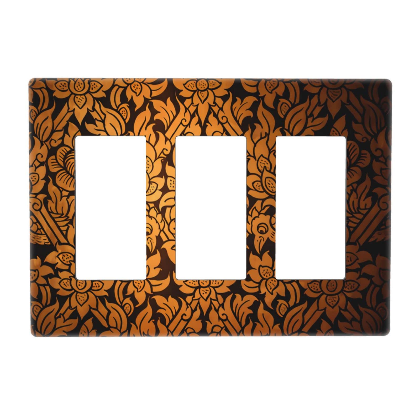 Floral Triple Light Switch Cover - 3-Gang Screwless Wall Plate for GFCI Outlet, Decorative Rocker Style - Perfect for Bedroom, Living Room & Home Decor