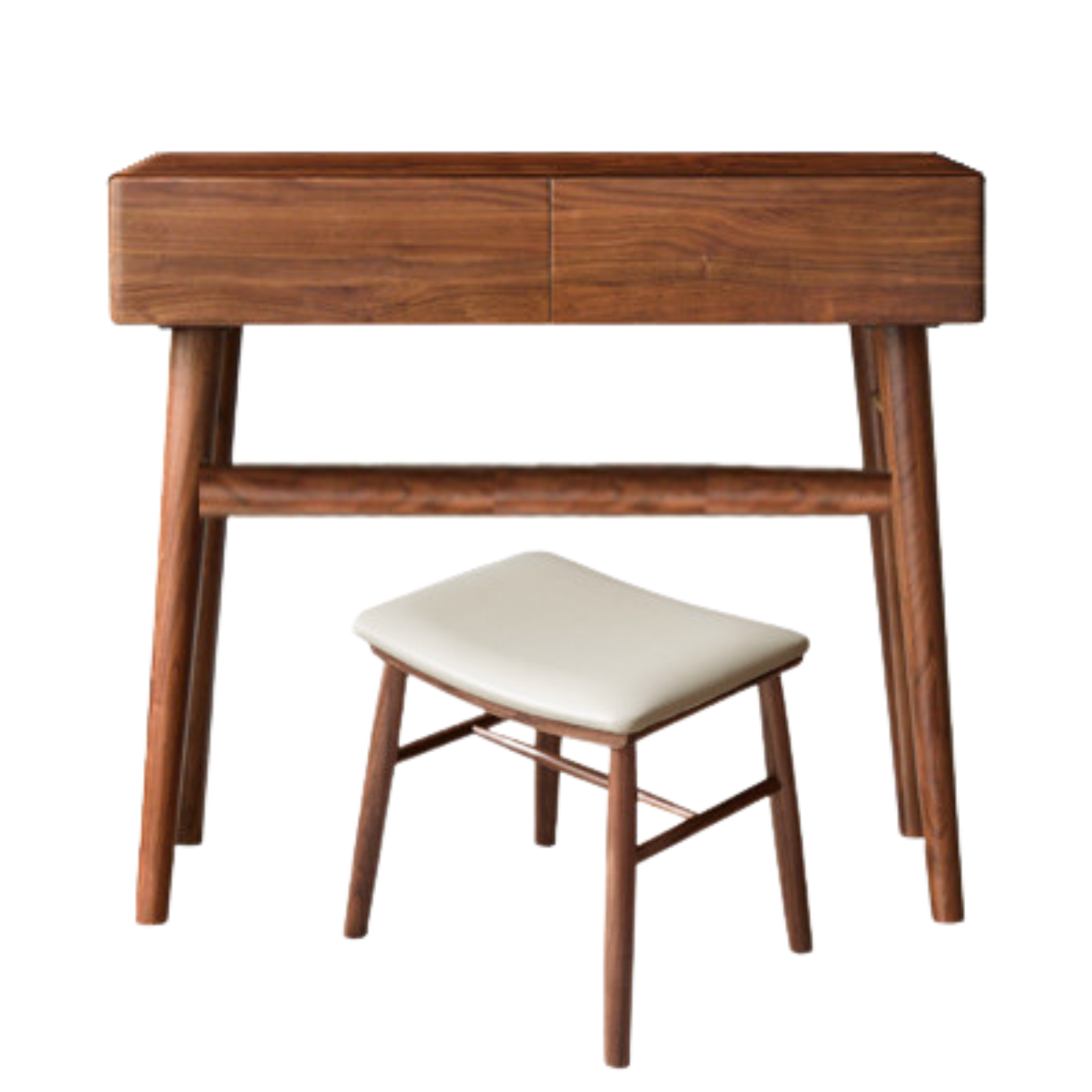 35.4x19.9x30.7 inch / 90x50x78 cm / Rich Dark Walnut color / Dressing table + Stool  off-white