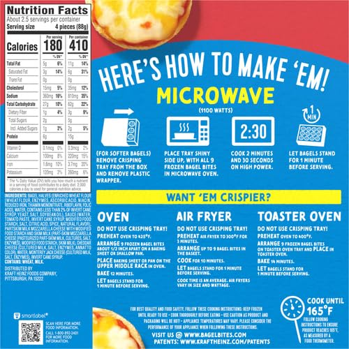 Bagel Bites Three Cheese Mini Pizza Bagels - Frozen Snack Pack (9 Count) | Quick & Easy Party Appetizers, After-School Snacks & Game Night Treats