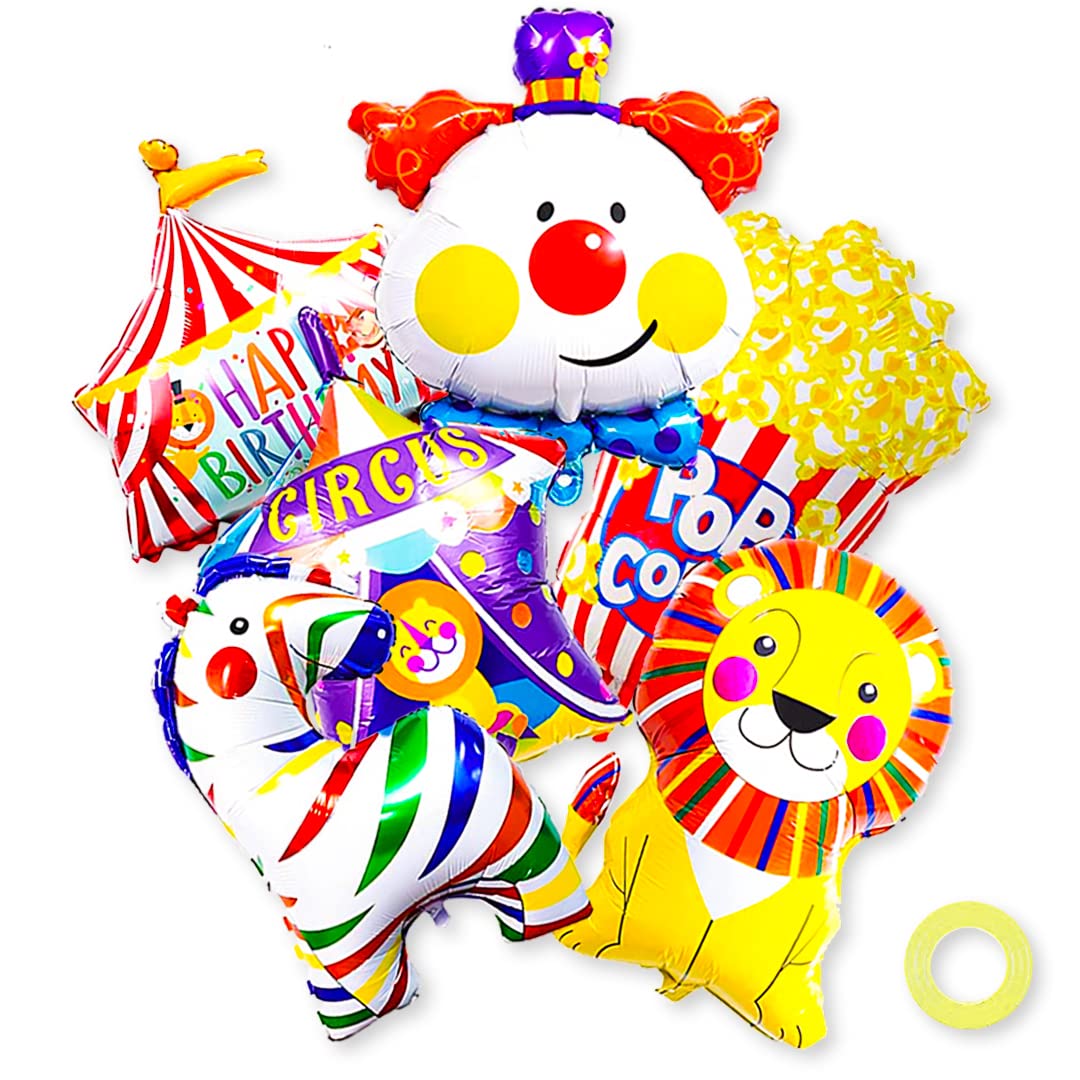 6 PCS Carnival Foil Balloons - Animal Theme Party Decorations for Circus Birthday, Festival & Bouquet Decor | Perfect for Kids Birthday Parties, Baby Showers & Carnival Themed Events
