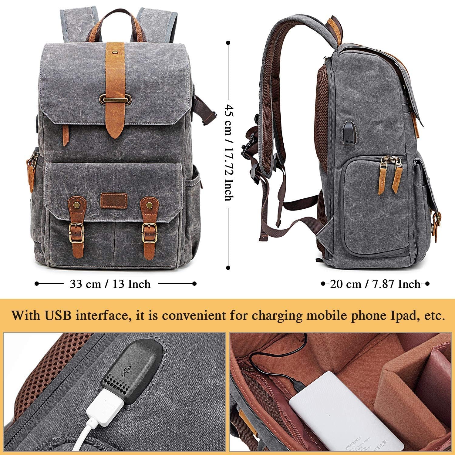 UBAYMAX Waterproof DSLR Camera Backpack - Anti-Shock Travel Bag for Canon Nikon Sony Olympus with 15.6 Inch Laptop Compartment | Perfect for Hiking, Travel & Photography