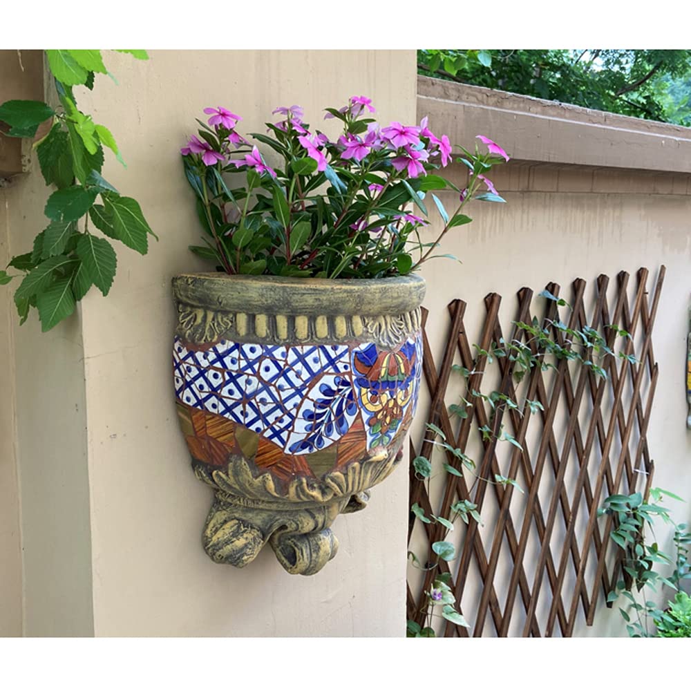 Sun-Resistant Mosaic Ceramic Wall Planter - Hanging Flower Pots for Outdoor Fence & Corridor Decor | Easy to Install, Durable for Plants | Perfect for Garden, Patio, and Balcony Decoration