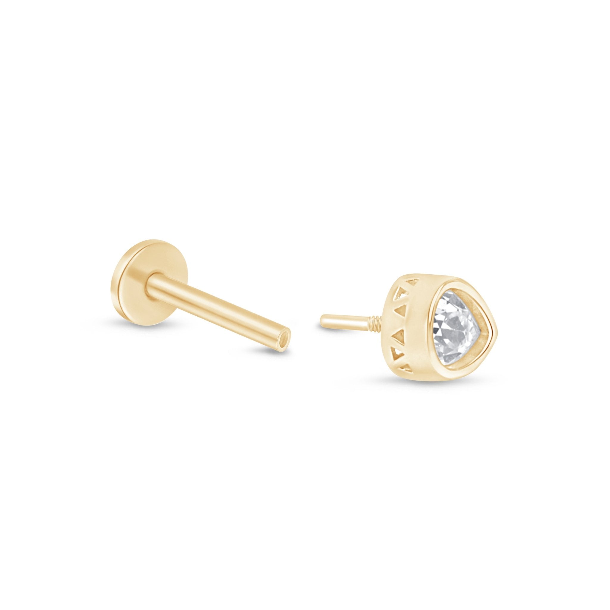 14K Yellow Gold Pear Gemstone Stud Earrings - Flat Back Bezel Set for Women - Perfect for Everyday Wear, Gifts & Special Occasions