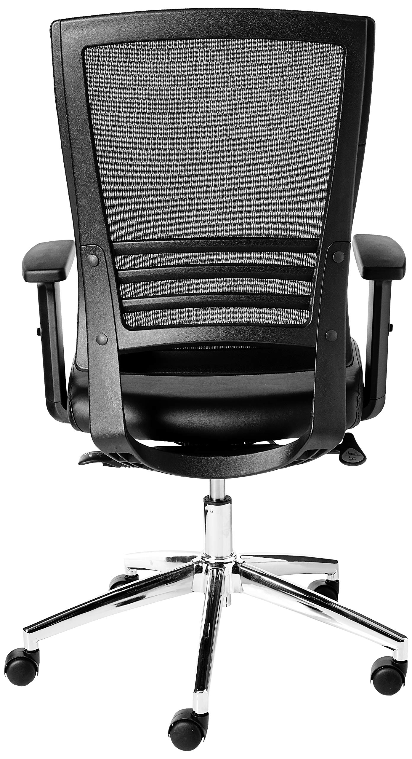 Office Star Ergonomic Mesh Back Office Chair with 2-to-1 Synchro Tilt Control, Adjustable Padded Arms & Chrome Frame - Black Bonded Leather for Home Office & Workspace Comfort