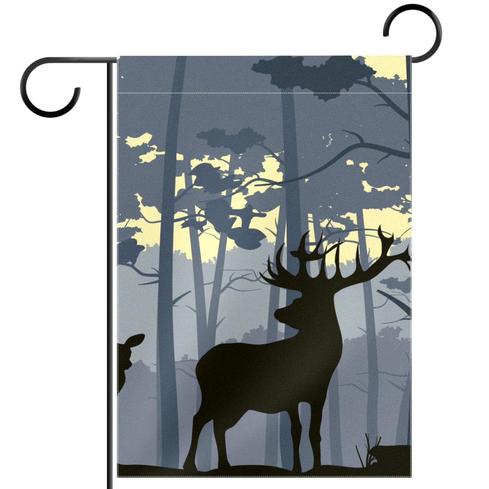 Deer Silhouette Forest Garden Flag 28x40 Inch - Outdoor Home Decor House Banner for Yard, Porch, and Seasonal Decoration