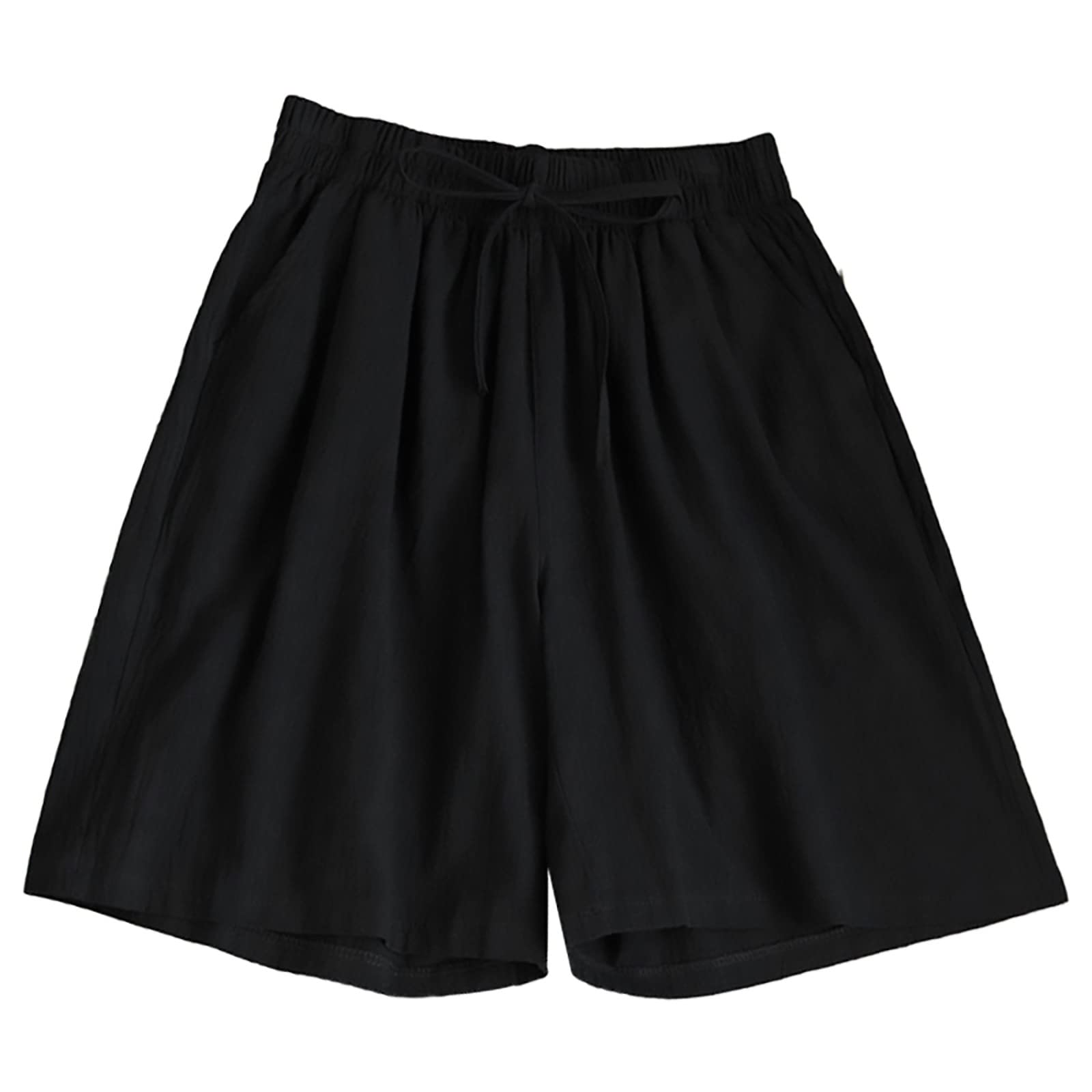 Rvidbe Women's Plus Size Summer Shorts - Elastic Waist Bermuda Casual Wide Leg Shorts with Pockets for Beach, Travel & Everyday Wear