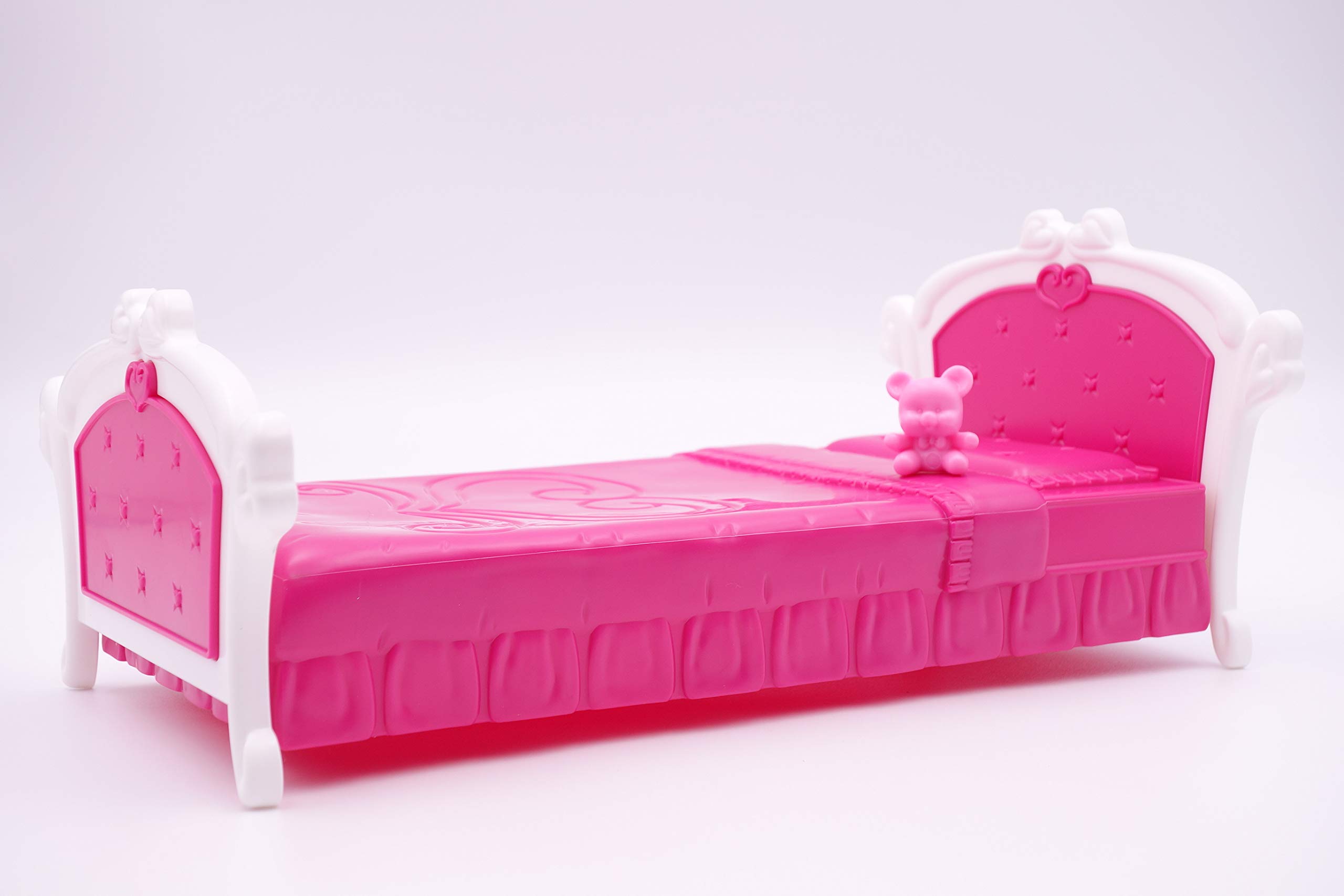 Gloria Dollhouse Bedroom & Vanity Play Set for Girls - Pink Makeup Table & Furniture (No. 3014) | Perfect for Pretend Play, Room Decor & Doll Accessories