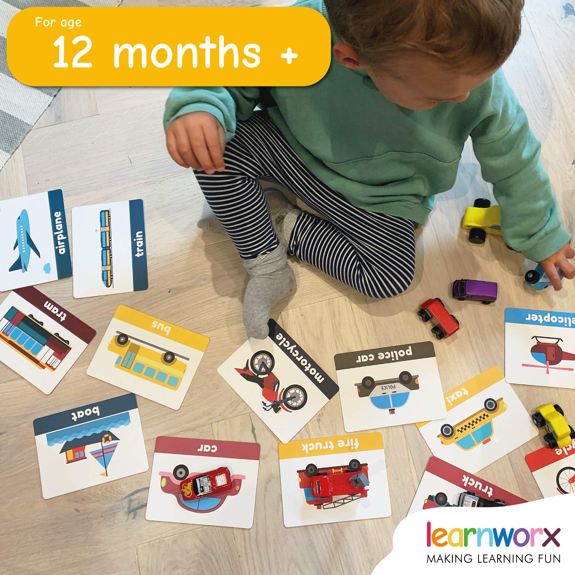 LearnWorx Baby Flash Cards for Toddlers 1-3 | First Words Learning Toys for Preschool Kids - Perfect for Home & Classroom Learning