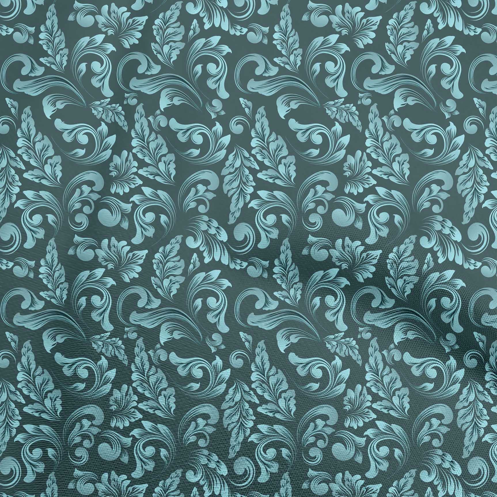 oneOone Rayon Teal Green Baroque Print Fabric - 56 Inch Wide Sewing Material for DIY Clothing, Dresses & Home Decor | Premium Asian-Inspired Textile by The Yard