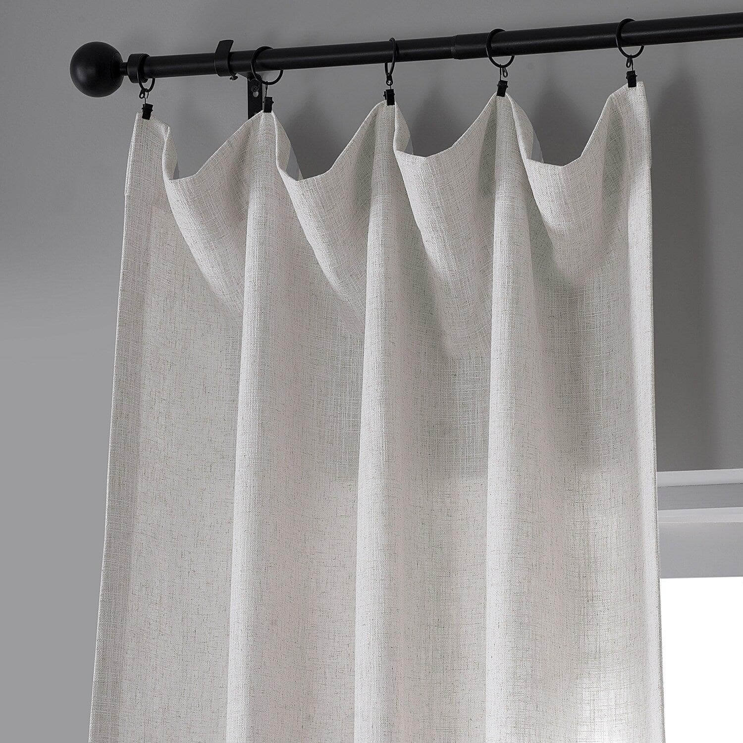 Bliss White Belga Faux Linen Curtains - Elegant Window Treatments for Living Room, Bedroom & Dining Room