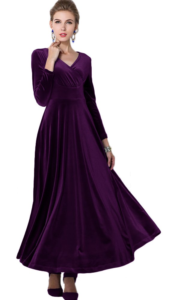 Elegant Velvet Long Dress for Women - Evening Party, Dancing & Christmas Maxi Dress - Perfect for Holiday Parties, Formal Events & Special Occasions