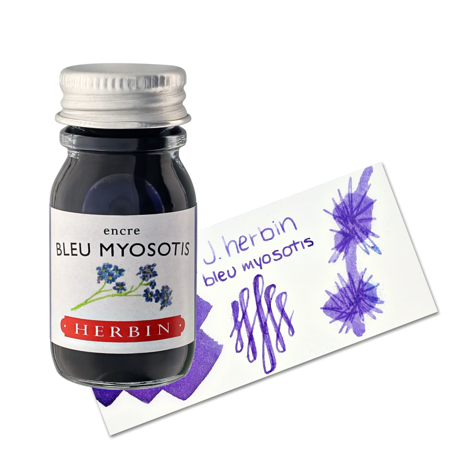 J. Herbin Bleu Myosotis (Forget-Me-Not Blue) Fountain Pen Ink Bottle & Cartridges - Premium Writing Ink for Calligraphy, Journaling & Letter Writing
